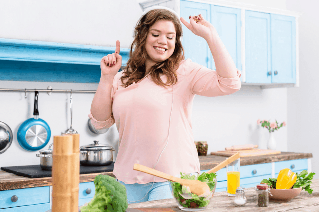 image of woman inspired and motivated to eat healthy