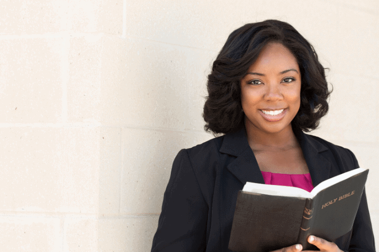 image of woman with Bible Study