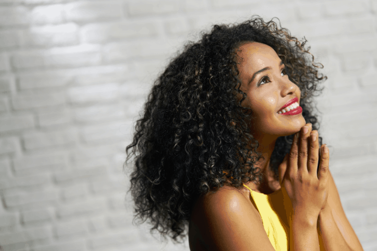 woman praying for weight loss