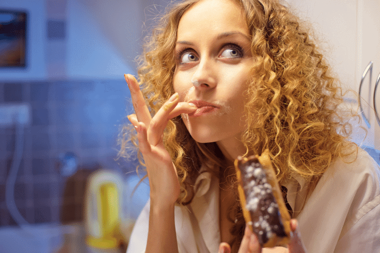 woman enjoying a snack