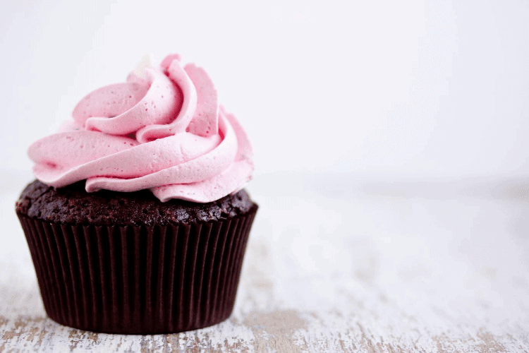 chocolate cupcake with strawberry icing